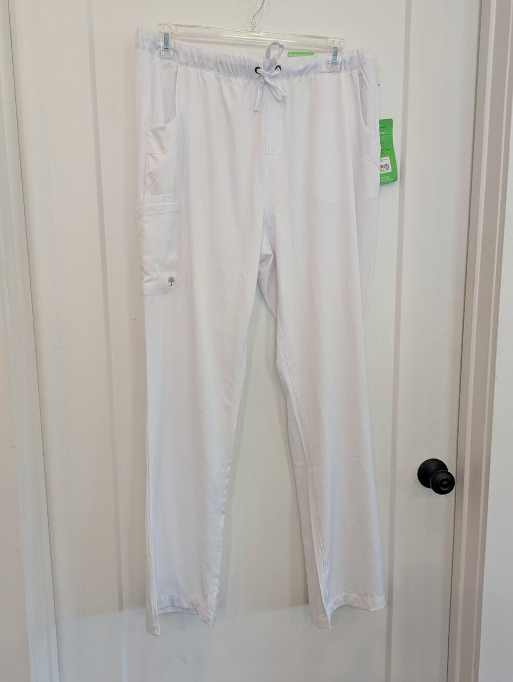 HHWorks Women XL Tall Rebecca White Pants Scrubs Medical Quick Dry Stretch
